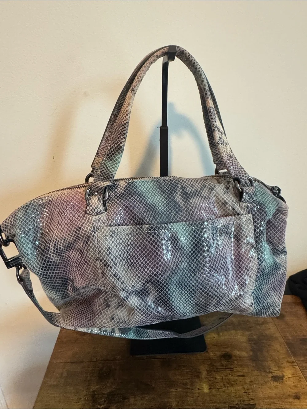 Aimee Kestenberg Tamitha Satchel Multi-Color Snake-Print Tote Bag Top Handles